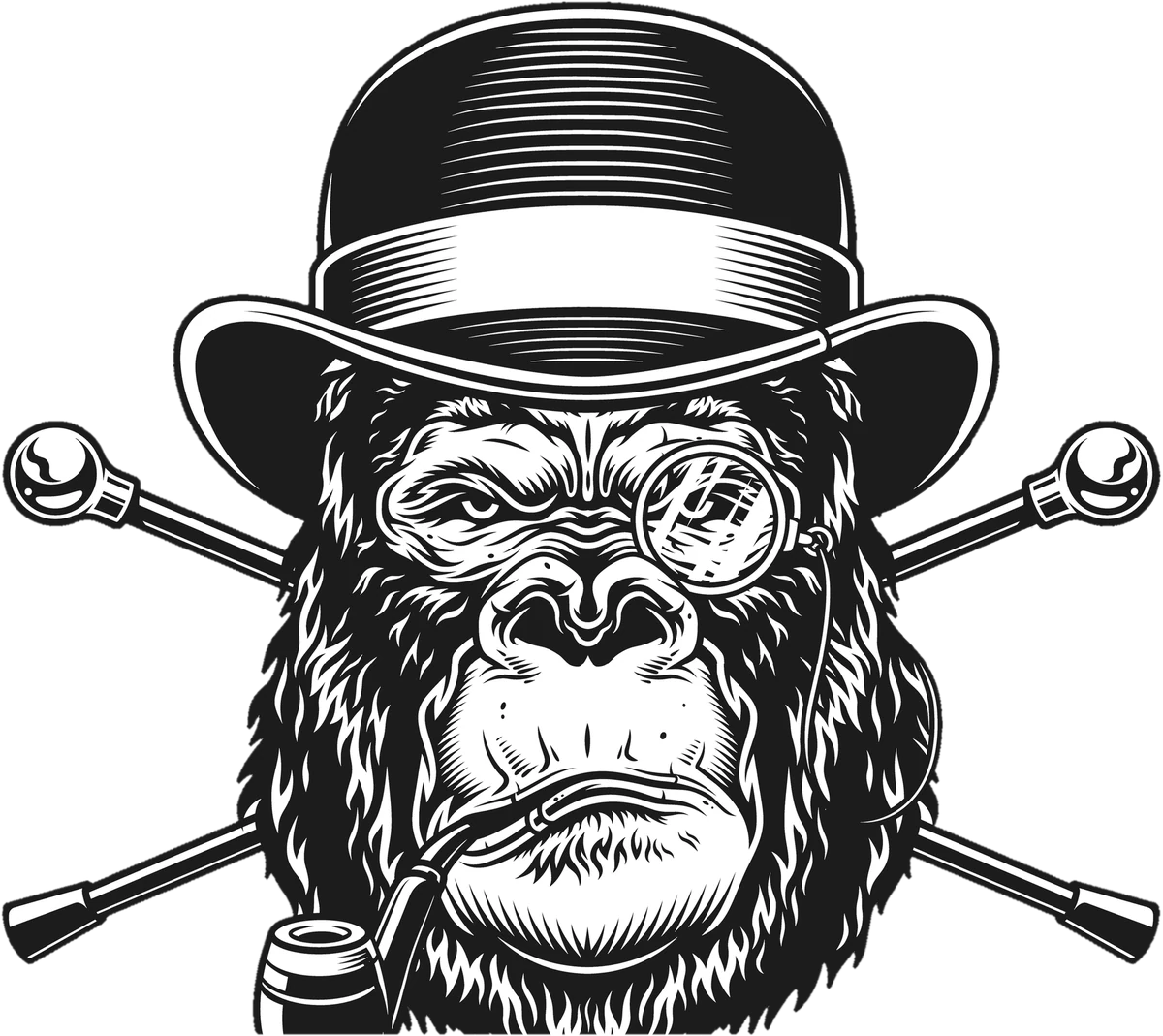 Pipes & Plumes gorilla logo
